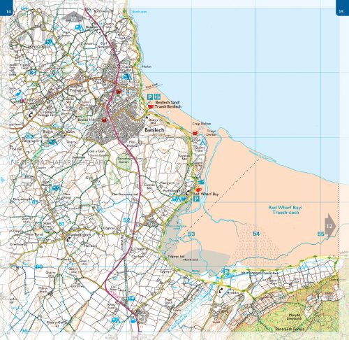 OS map book - 1:25,000 scale - Isle of Anglesey. Map spread showing Benllech and the Wales Coast Path
