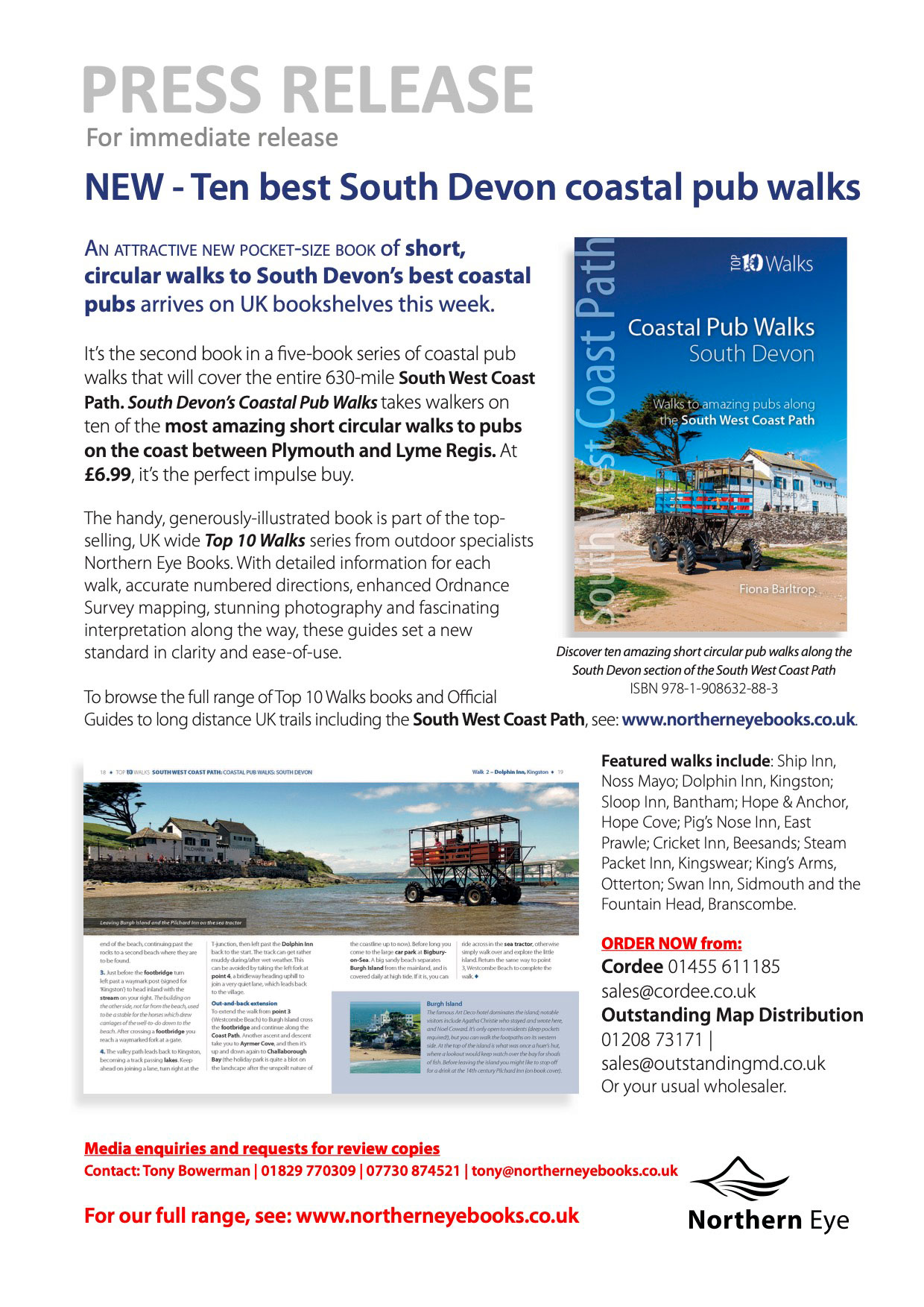 Press Release - New book - South West Coast Path: South Devon Coastal Pub walks