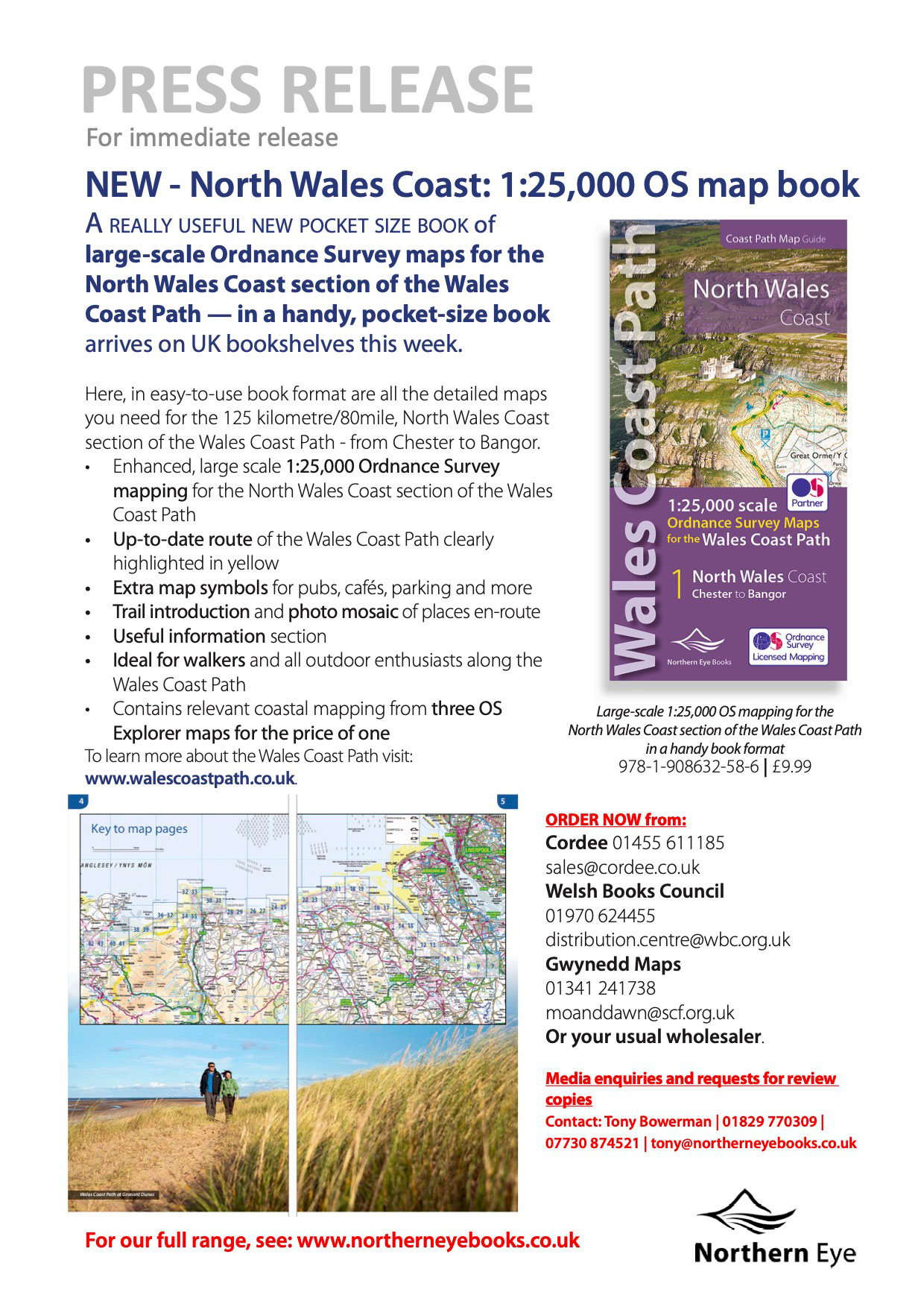 North Wales Coast large-scale Ordnance Survey OS mapping atlas - Chester to Bangor section of the Wales Coast Path