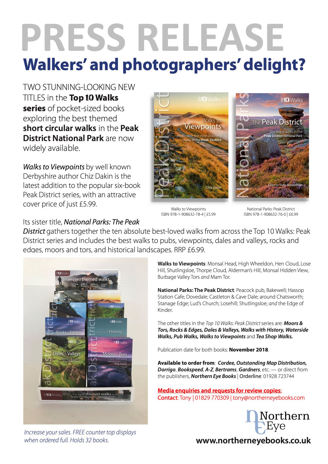 Walkers' and Photographers' delight - two new book of the finest walks to viewpoints sand iconic places in the Peak District National Park