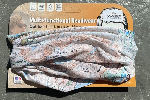Cadair Idris, Snowdonia 1:25,000 OS map on snood, buff, neck warmer, neck gaiter, scarf