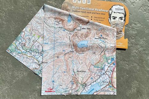 Cadair Idris, Snowdonia 1:25,000 OS map, folded snood, buff, neck tube, neck gaiter, scarf