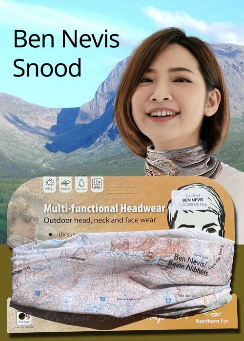 Map snood buff neck tube scarf - Ben Nevis 1:25,000 OS Map - map snoods for sale