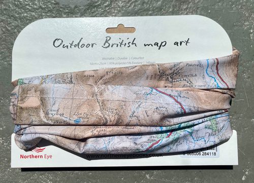 Snood buff neck tube snowdon old map 1912 northern eye reverse with display card