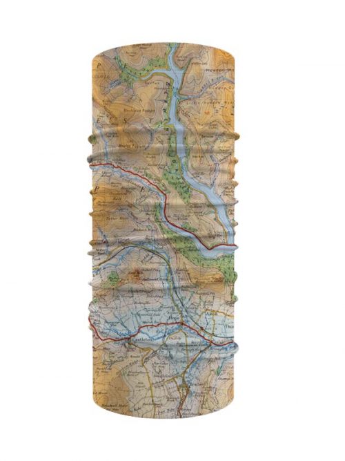 Castleton Peak District vintage OS map snood, neck tube, gaiter, buff, scarf, neck warmer